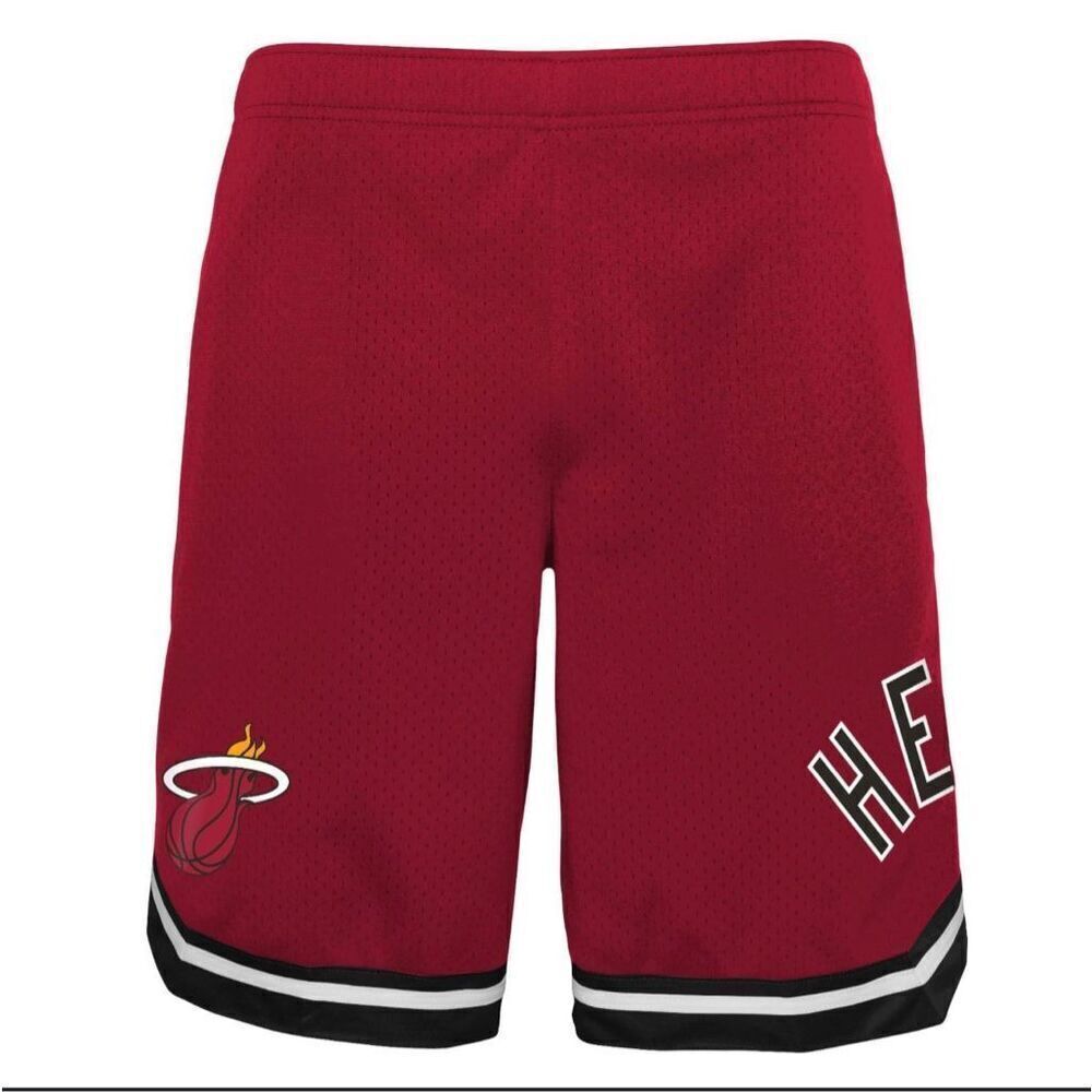 🏀 NBA Miami Heat Boys Red Basketball Shorts Size Medium 10/12 New